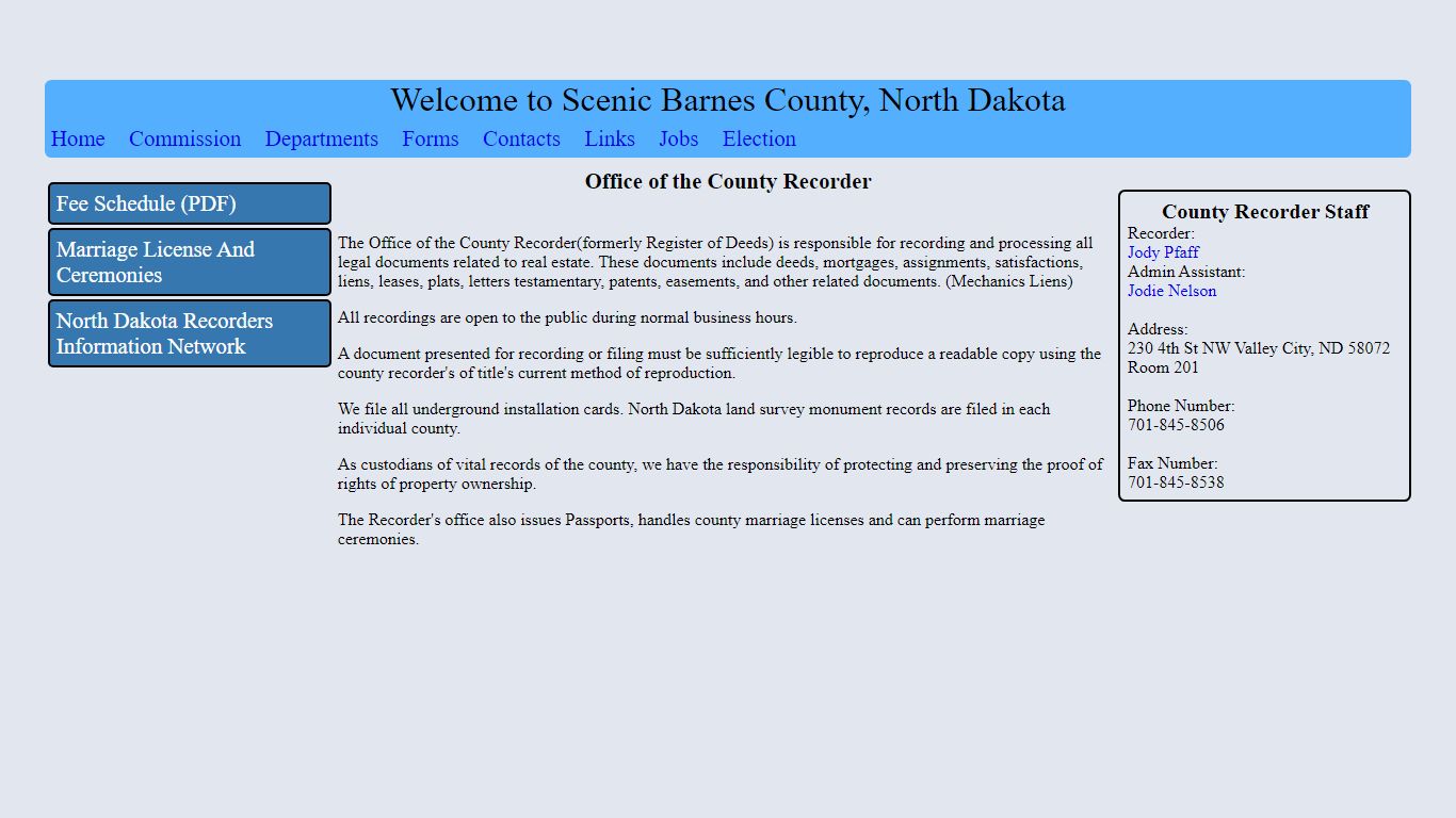 Office of the County Recorder - Barnes County